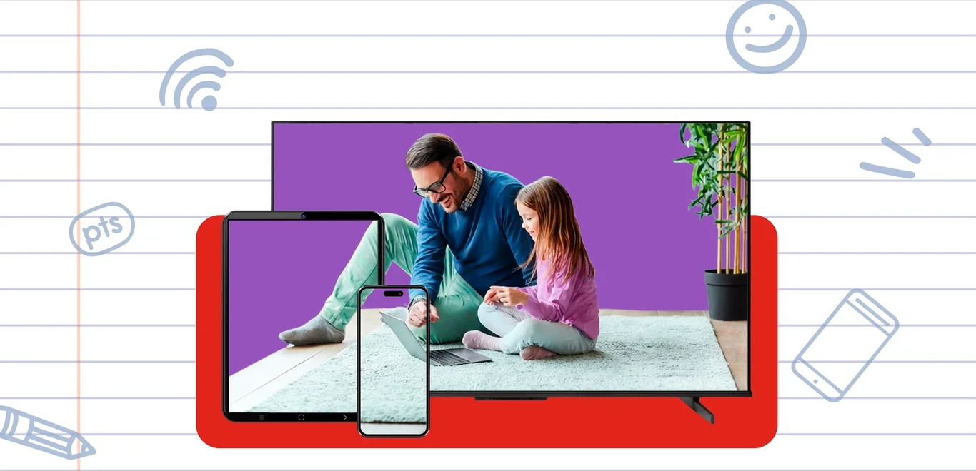 father and daughter browsing the web